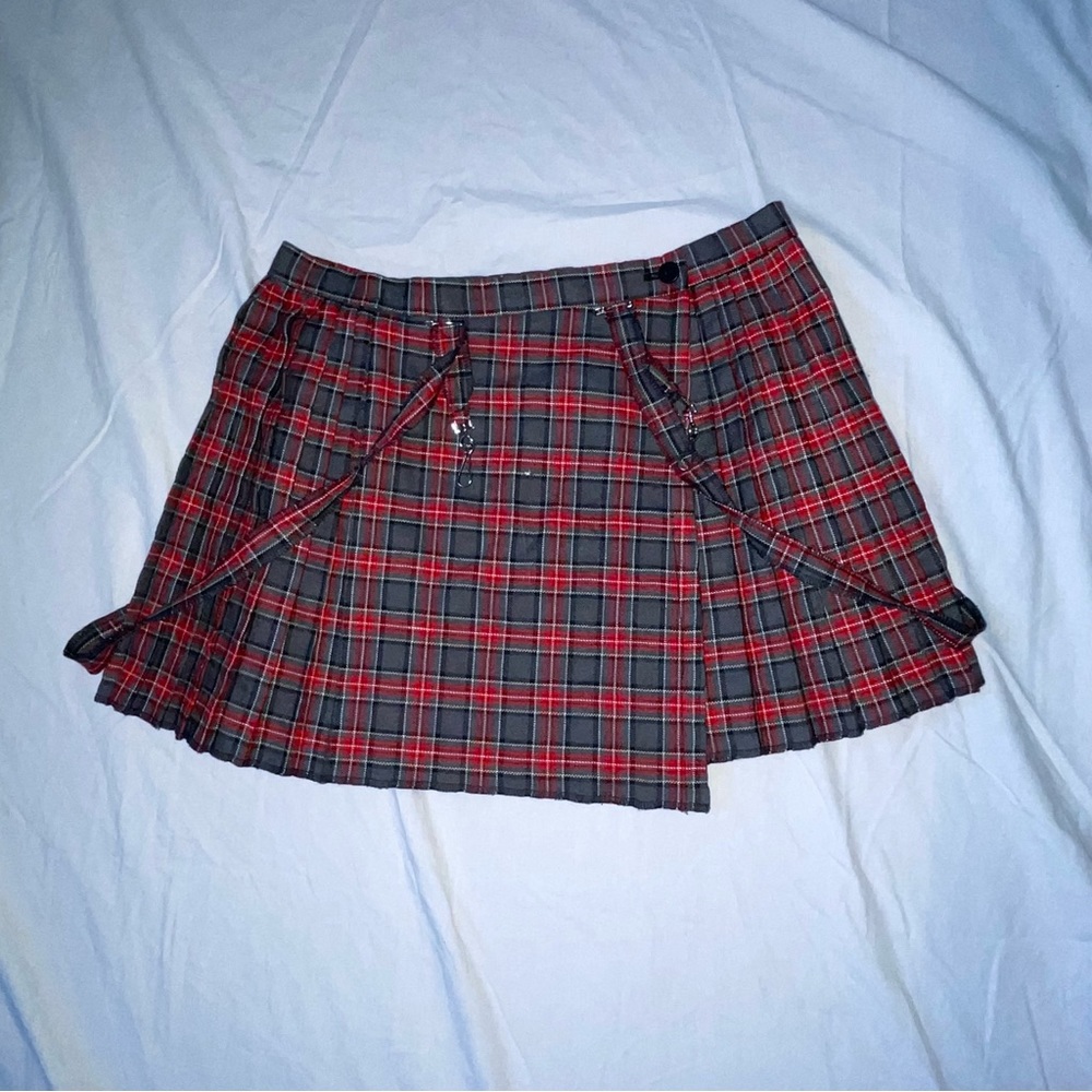 tripp nyc plaid pleated mini skirt